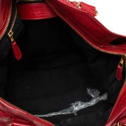 Pre Owned Balenciaga Red Leather GRH Classic City Tote