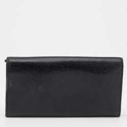 Pre Owned Balenciaga Black Leather City Flap Continental Wallet