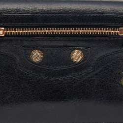 Pre Owned Balenciaga Black Leather City Flap Continental Wallet