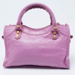 Pre Owned Balenciaga Pink Leather Mini Classic City Bag