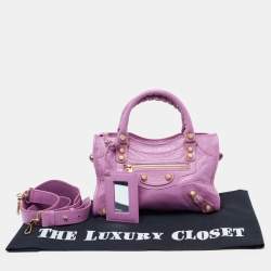 Pre Owned Balenciaga Pink Leather Mini Classic City Bag