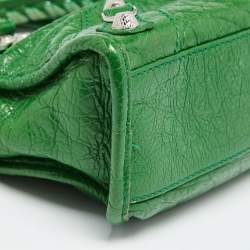 Pre Owned Balenciaga Bamboo Green Leather Mini Classic City Tote