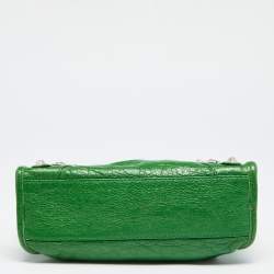 Pre Owned Balenciaga Bamboo Green Leather Mini Classic City Tote