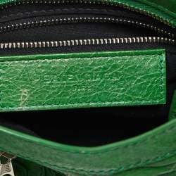 Pre Owned Balenciaga Bamboo Green Leather Mini Classic City Tote