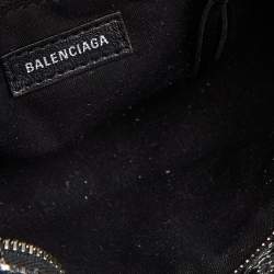 Pre Owned Balenciaga Silver Python Embossed Leather Mini Classic City Bag