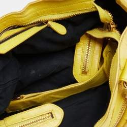 Pre Owned Balenciaga Yellow Leather GGH Classic City Tote