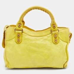 Pre Owned Balenciaga Yellow Leather GGH Classic City Tote