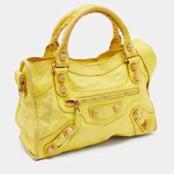 Pre Owned Balenciaga Yellow Leather GGH Classic City Tote