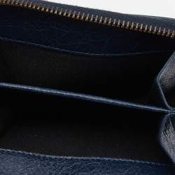 مملوكة مسبقًا Balenciaga Navy Blue Leather Classic Bifold Wallet