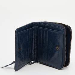 مملوكة مسبقًا Balenciaga Navy Blue Leather Classic Bifold Wallet
