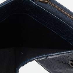 مملوكة مسبقًا Balenciaga Navy Blue Leather Classic Bifold Wallet