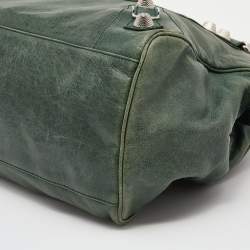 Pre Owned Balenciaga Green Leather Giant 21 Silver Midday Bag