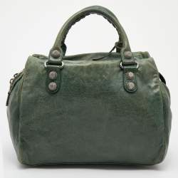 Pre Owned Balenciaga Green Leather Giant 21 Silver Midday Bag