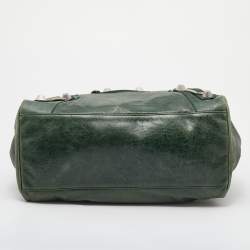 Pre Owned Balenciaga Green Leather Giant 21 Silver Midday Bag