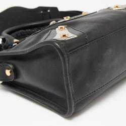 Pre Owned Balenciaga Black Leather Mini Amp Plate Silver Classic City Bag