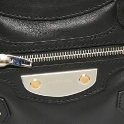 Pre Owned Balenciaga Black Leather Mini Amp Plate Silver Classic City Bag