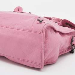 Pre Owned Balenciaga Pink Leather RH Classic City Tote
