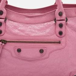 Pre Owned Balenciaga Pink Leather RH Classic City Tote