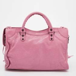 Pre Owned Balenciaga Pink Leather RH Classic City Tote