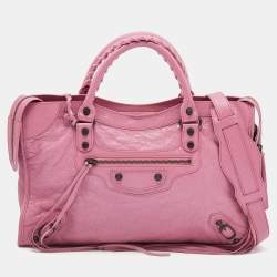 Pre Owned Balenciaga Pink Leather RH Classic City Tote
