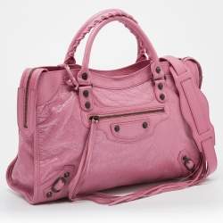 Pre Owned Balenciaga Pink Leather RH Classic City Tote