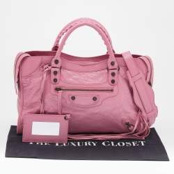 Pre Owned Balenciaga Pink Leather RH Classic City Tote