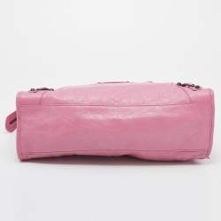 Pre Owned Balenciaga Pink Leather RH Classic City Tote