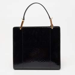 مملوكة مسبقًا Balenciaga Black Python Le Dix Cartable S Top Handle Bag