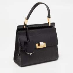 مملوكة مسبقًا Balenciaga Black Python Le Dix Cartable S Top Handle Bag