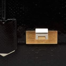 مملوكة مسبقًا Balenciaga Black Python Le Dix Cartable S Top Handle Bag