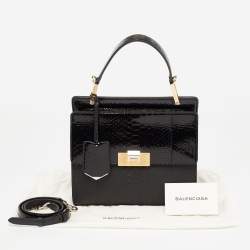 مملوكة مسبقًا Balenciaga Black Python Le Dix Cartable S Top Handle Bag