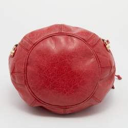 Pre Owned Balenciaga Red Leather GGH Pompon Bag