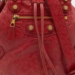 Pre Owned Balenciaga Red Leather GGH Pompon Bag