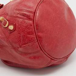 Pre Owned Balenciaga Red Leather GGH Pompon Bag