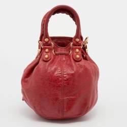 Pre Owned Balenciaga Red Leather GGH Pompon Bag