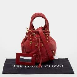 Pre Owned Balenciaga Red Leather GGH Pompon Bag