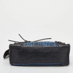 Pre Owned Balenciaga Black Graffiti Leather Mini RH Classic City Bag