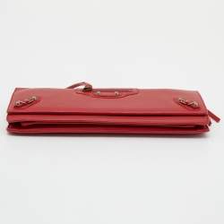 مملوكة مسبقًا Balenciaga Red Leather Papier Wand Long Clutch