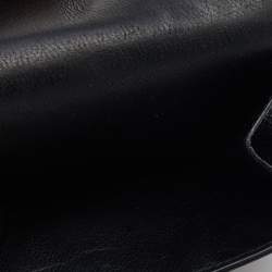 Pre Owned Balenciaga Black Leather Mini Logo Print Wallet on Chain