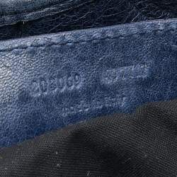 Pre Owned Balenciaga Navy Blue Leather GGH Pompon Hobo