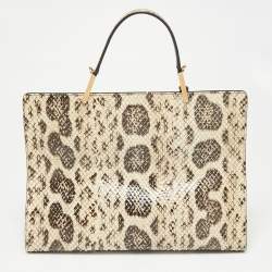 Pre Owned حقيبة بالنسياغا لو ديكس كارتيبل جلد ثعبان بيج بيد علوية