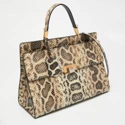 Pre Owned حقيبة بالنسياغا لو ديكس كارتيبل جلد ثعبان بيج بيد علوية