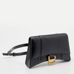 Balenciaga Black Leather Small Hourglass Belt Bag