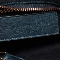 Pre Owned Balenciaga Teal Green Leather GGH Part Time Tote