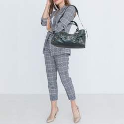 Pre Owned Balenciaga Teal Green Leather GGH Part Time Tote