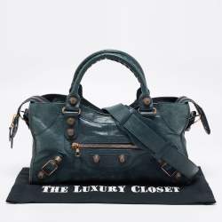 Pre Owned Balenciaga Teal Green Leather GGH Part Time Tote