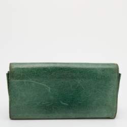 Pre Owned Balenciaga Vert Poker Leather City Flap Continental Wallet