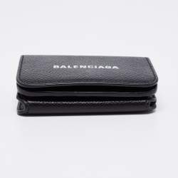 Pre Owned Balenciaga Black Leather Mini Cash Compact Wallet