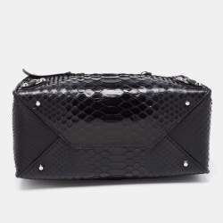 Pre Owned Balenciaga Black Python Mini Papier A4 Tote