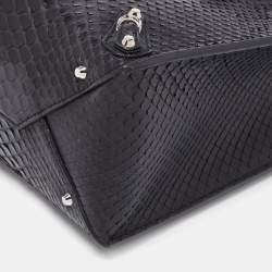 Pre Owned Balenciaga Black Python Mini Papier A4 Tote